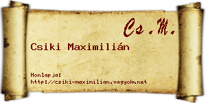 Csiki Maximilián névjegykártya